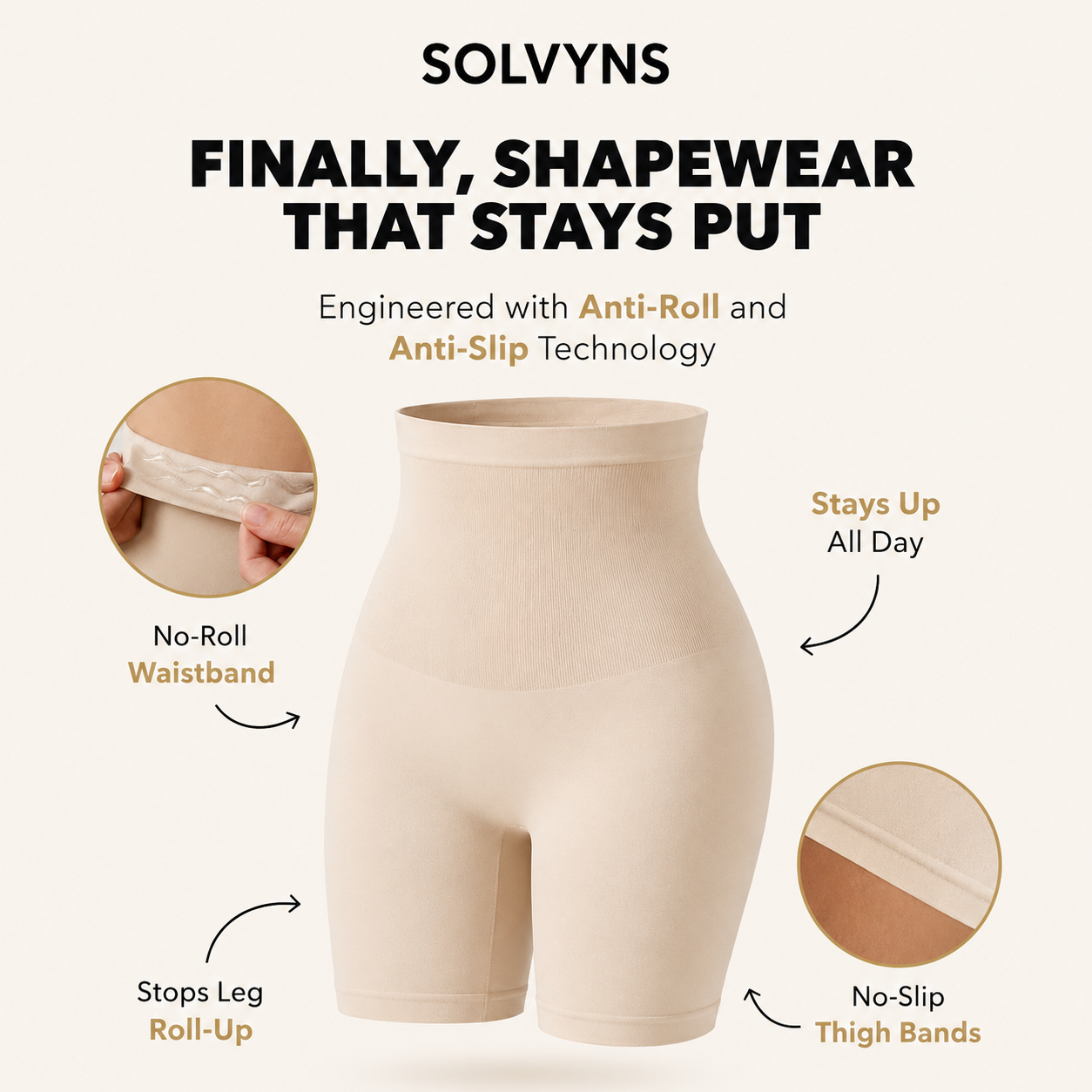 No-Roll Shaping Shorts